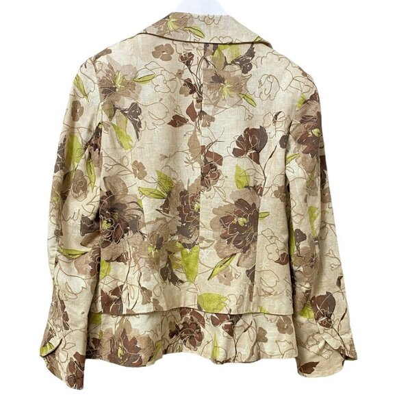 COLDWATER CREEK Floral Blazer Size 12 Petite Linen Blend Jacket - Picture 3 of 9